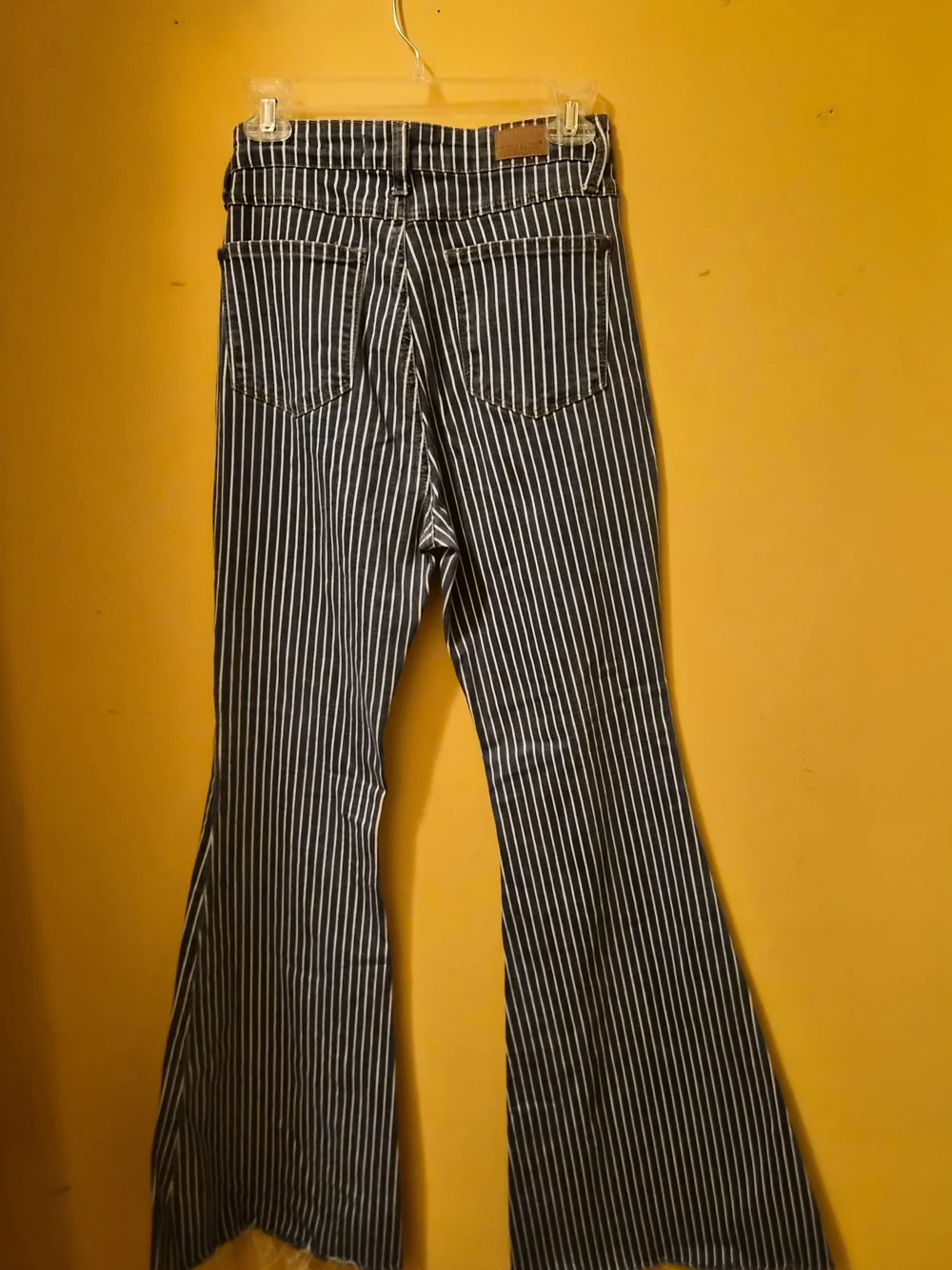 Judy Blue High Waist Super Flare with Pinstripes and a Raw Hem Bellbottoms